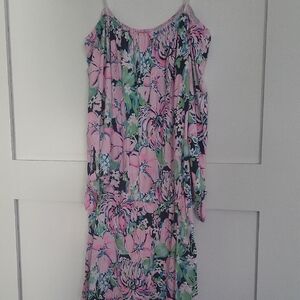 Lilly Pulitzer Floral Mini Romper in Pink and Green